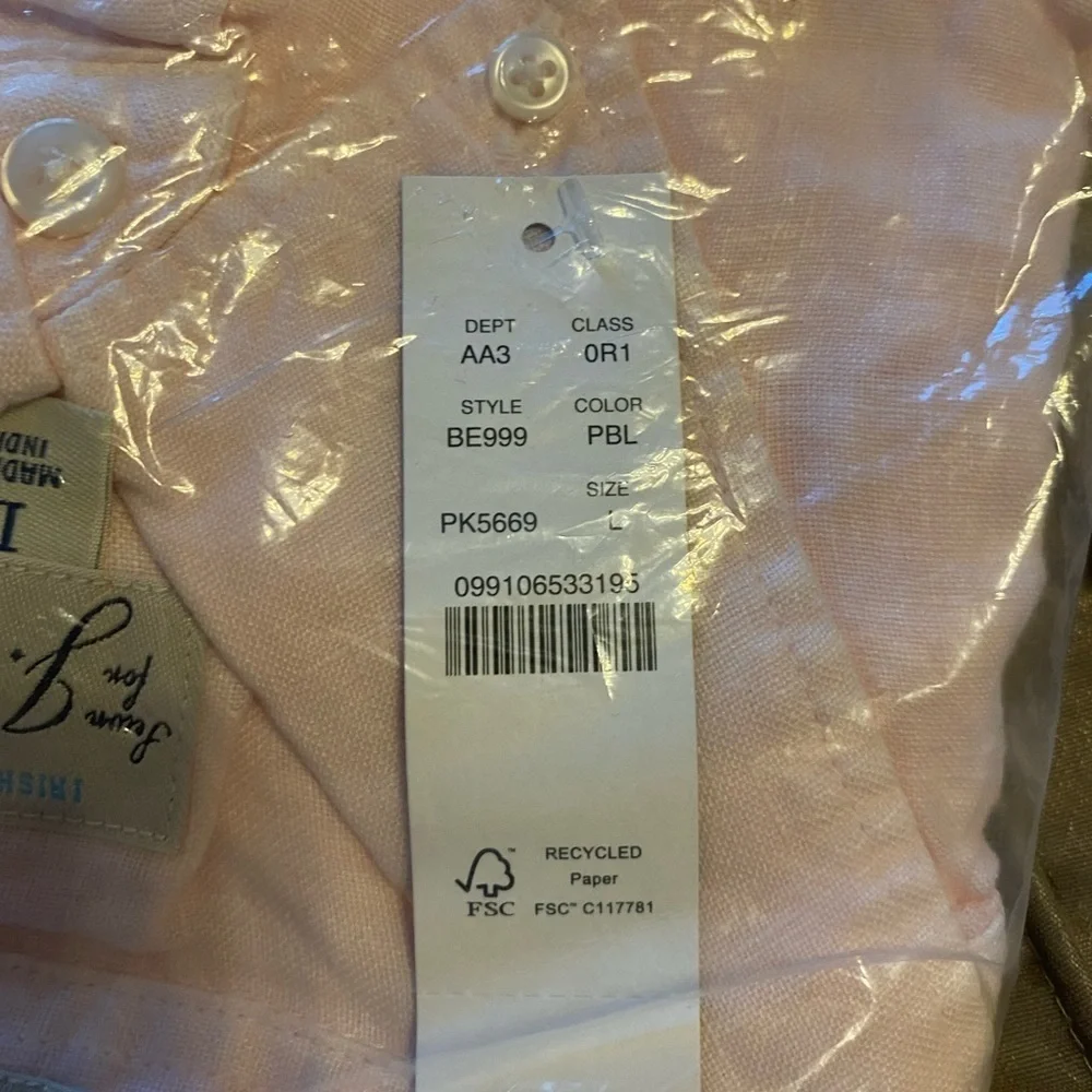 J. Crew - NEW - Classic-fit Baird McNutt Irish linen shirt. Pink Blush. Large.